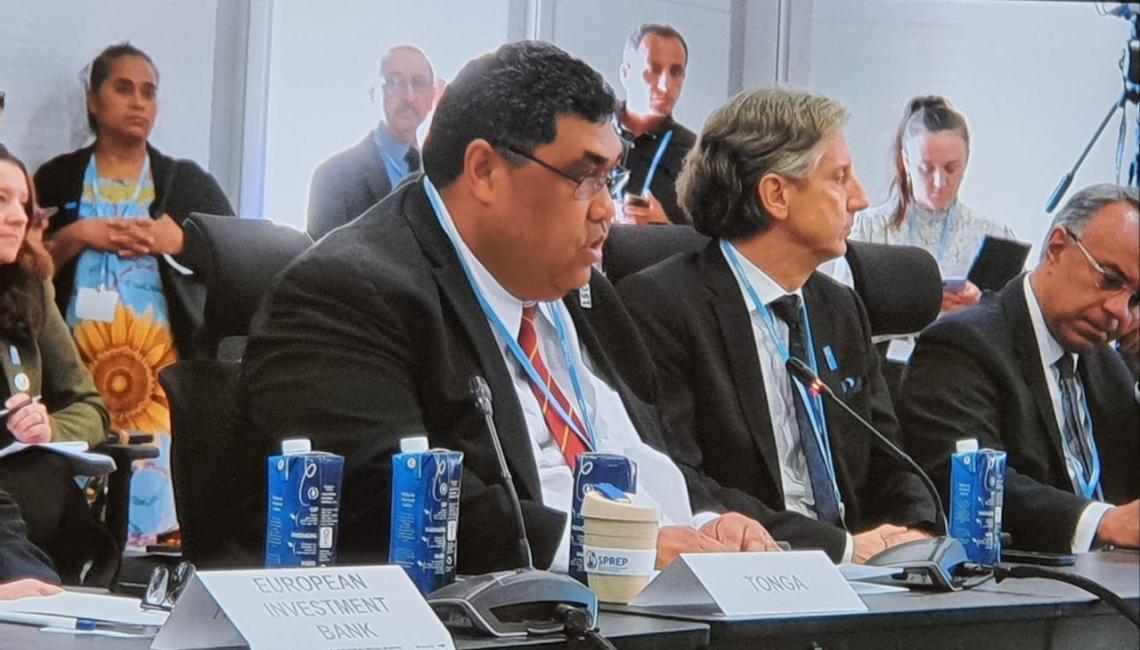 Minister of Finance, Hon. Tiofilusi Tiueti delivering Tonga’s statement