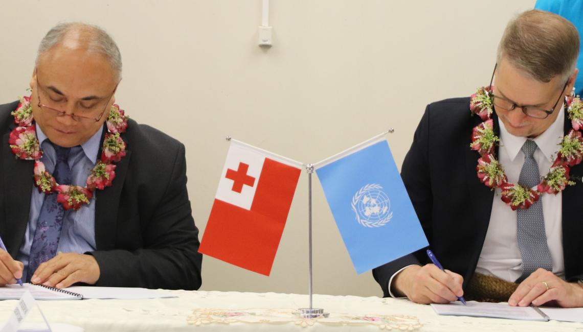 Prime Minister and Minister of Finance, Hon. ʻAisake Eke, co-signed the agreement with Mr. Dirk Wagener